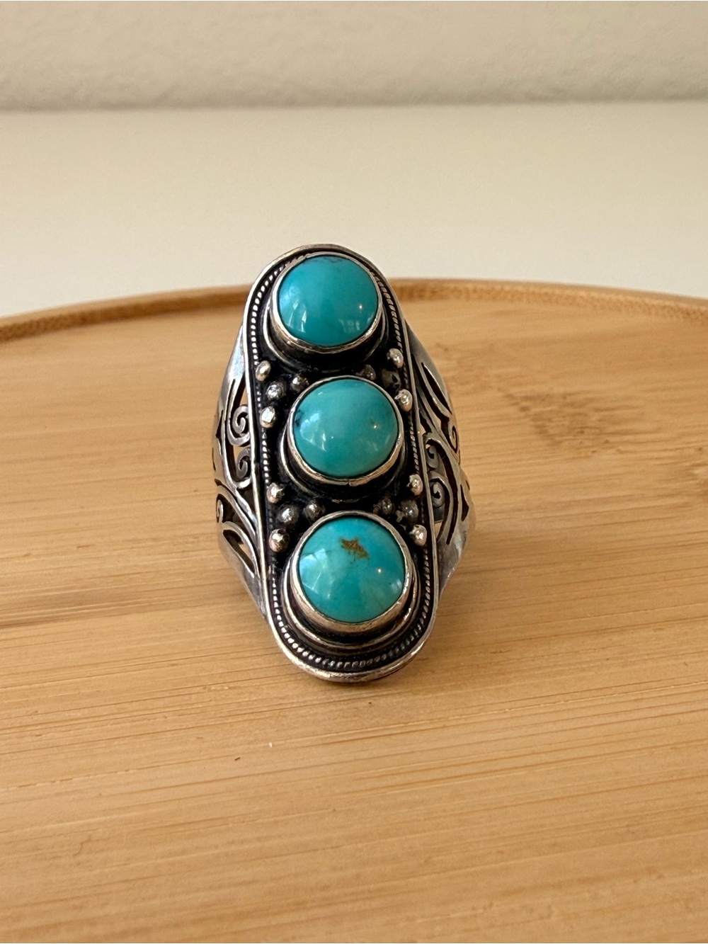 Silver Triple Turquoise ring - Picture 9 of 16